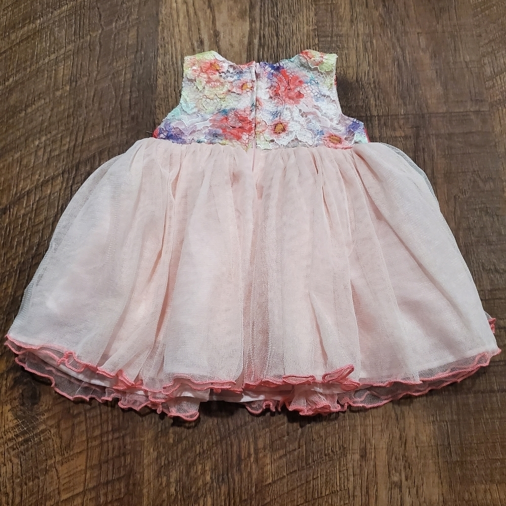 Bonnie Baby Girl Fancy Dress Pastel Pink Tulle Rainbow Floral Lace Rose Formal - Picture 8 of 9
